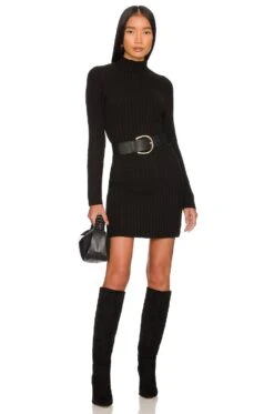 Turtleneck Midi Dress Black