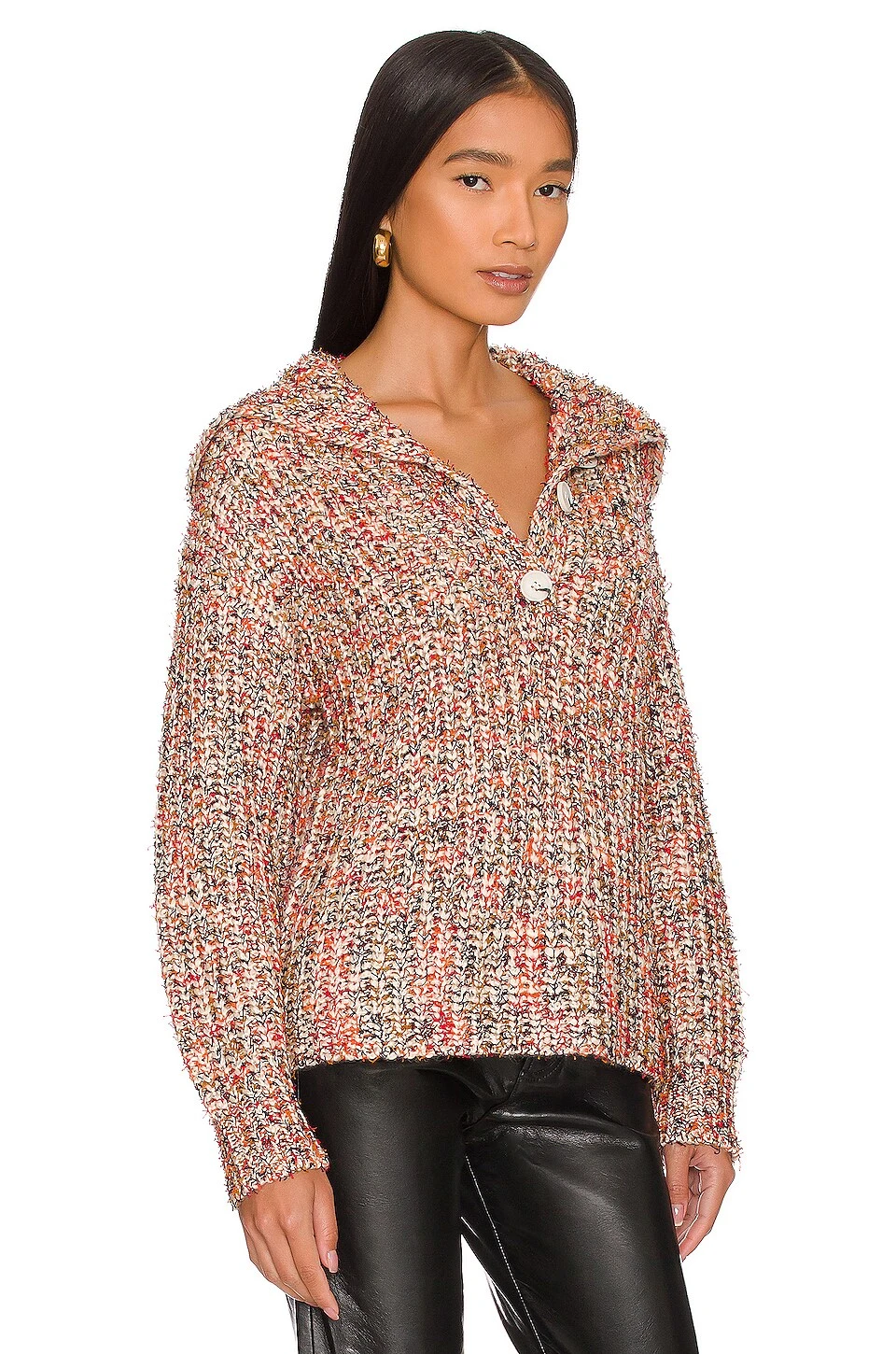 Half Button Pullover Sweater Cream - Image 2