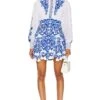 Alice + Olivia Loryn Ember Mini Dress White & Sapphire
