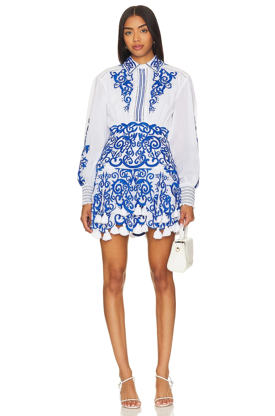 Alice + Olivia Loryn Ember Mini Dress White & Sapphire