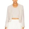 Alice + Olivia Noella Knit Jacket With Pearls Sand Marl & Pearl