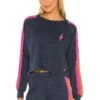 Bolt Cropped Classic Crewneck Heather Navy Neon