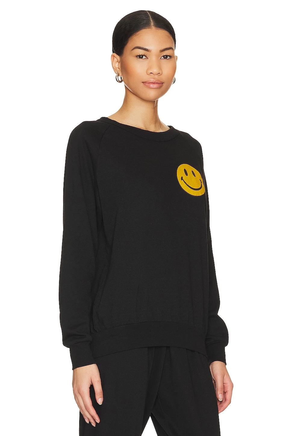 Smiley 2 Crew Sweatshirt Black - Image 2