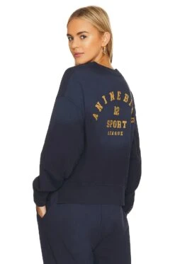ANINE BING Rod League Sweatshirt Washed Navy
