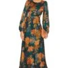 Quinn Midi Dress Green & Rust Floral