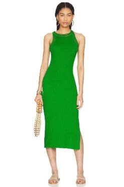 Halter Rib Dress W/ Hand Crochet Trims Clover