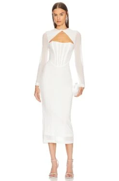 Bardot Ramona Corset Mesh Dress Orchid White