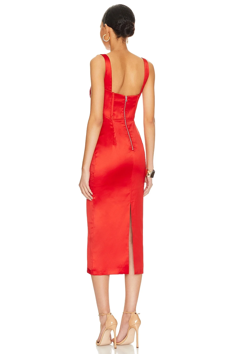 Bardot Elodie Midi Dress Fire Red - Image 3