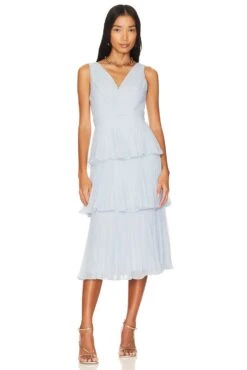 BCBGMAXAZRIA Tiered Gown Blue