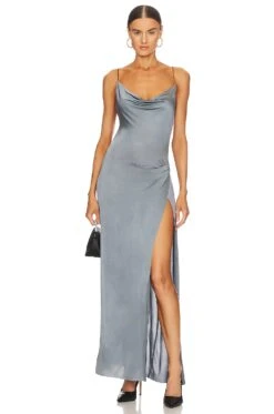 BEC + BRIDGE Ariel Cowl Neck Maxi Dress Charcoal