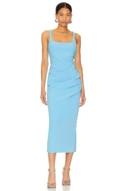 BEC + BRIDGE Karina Tuck Midi Dress Topaz Blue