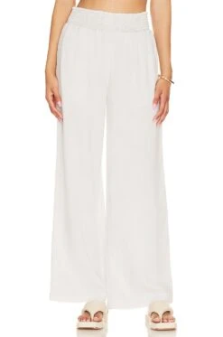 Smocked Waist Wide Leg Pany Foggy Sky