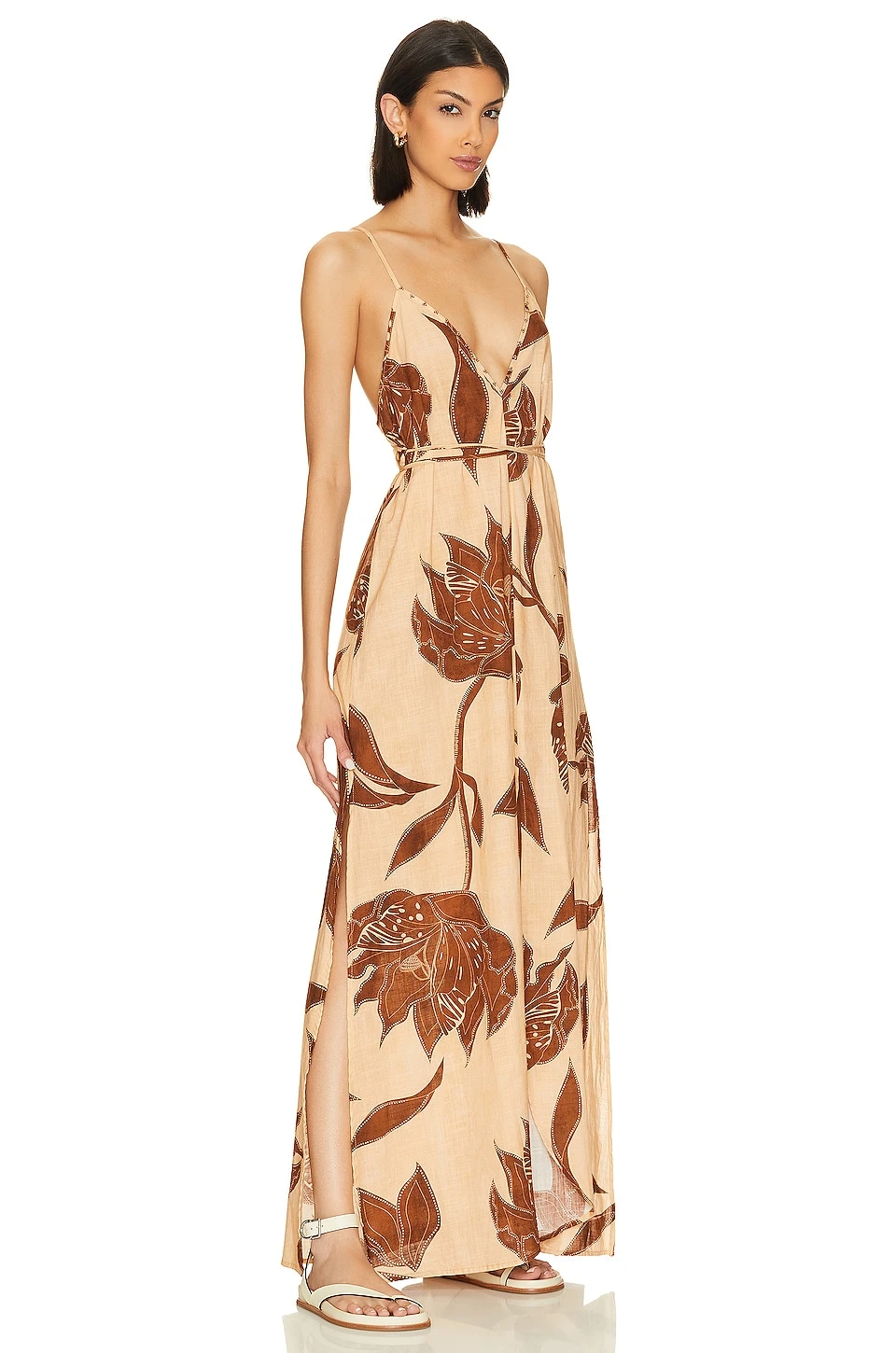 Sky Long Dress Coffee Flowers - Image 2