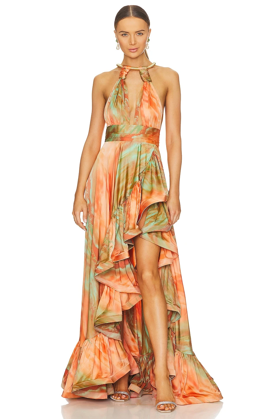 Palma Gown Orange & Multicolor