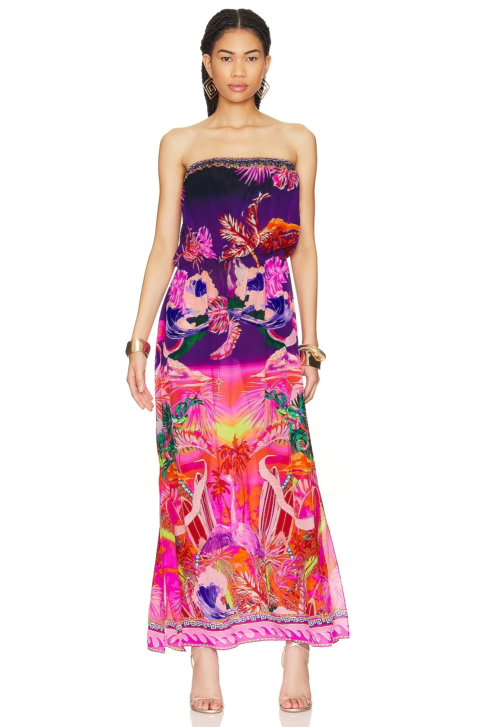 Camilla Strapless Blouson Maxi Dress Flight Of The Flamingo - Image 4