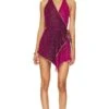 Lurex Wrap Mini Dress Fuchsia