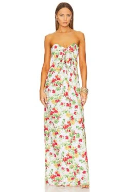 Kaia Gown Yellow Red Blanc Floral