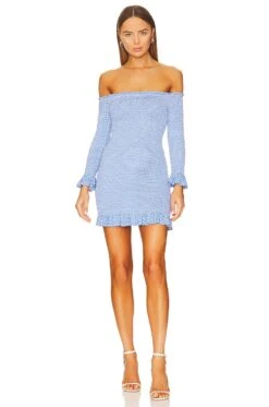 Tilly Dress Blue White Mini Polka Dot