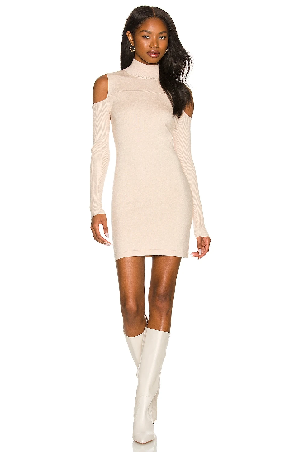 Camila Coelho Taylor Sweater Dress Taupe Nude - Image 4