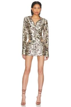 Camila Coelho Alaina Mini Dress Brown Waves