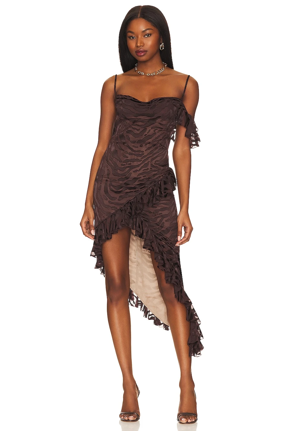 Camila Coelho Amy Midi Dress Brown Animal