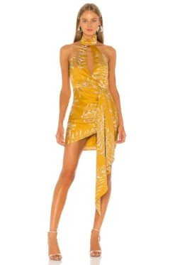Camila Coelho Antonia Mini Dress Gold Tropical