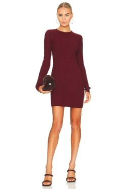 The Capri Long Sleeve Mini Dress Wine