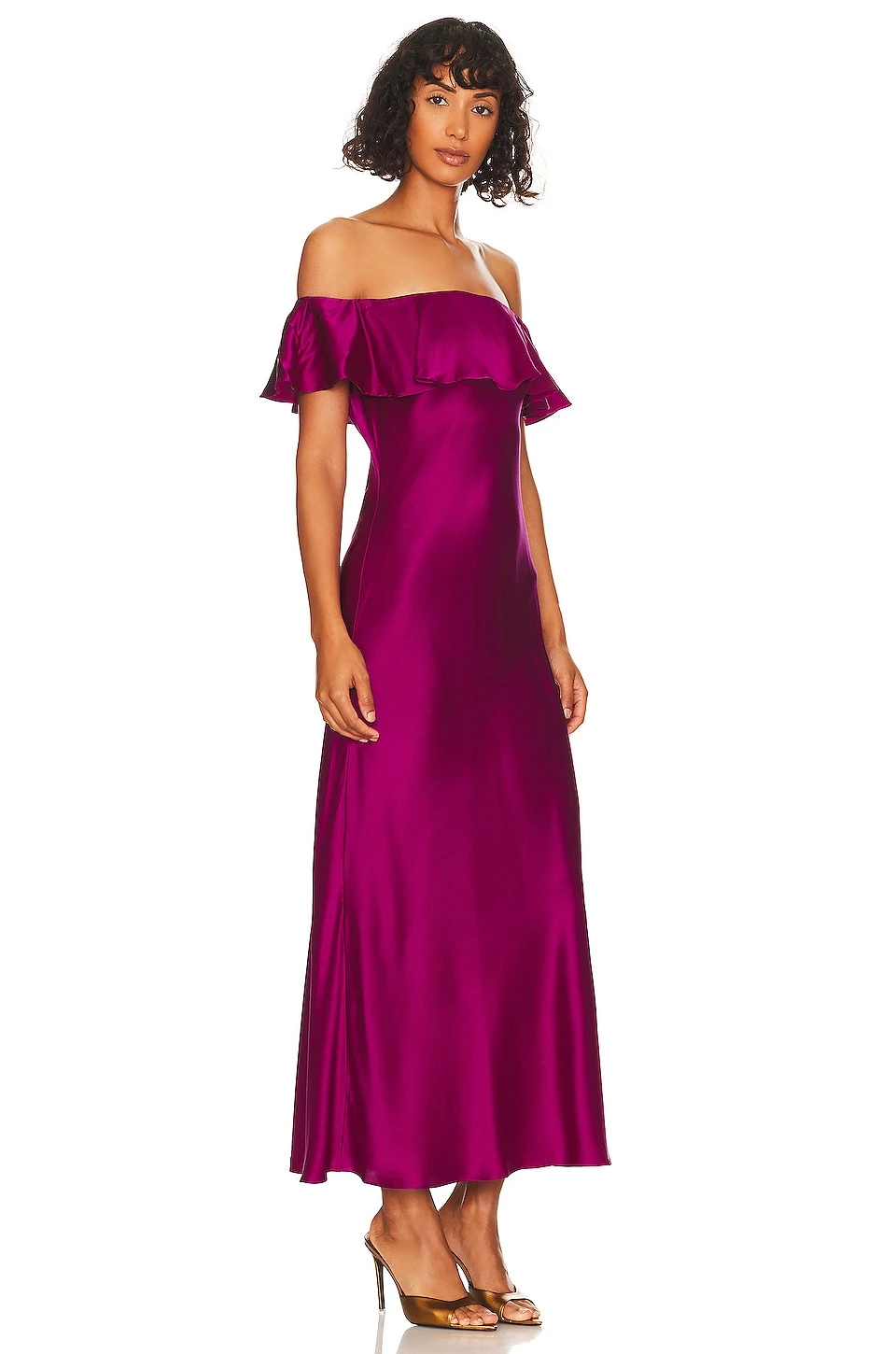 Off The Shoulder Midi Dress Berry - Image 2