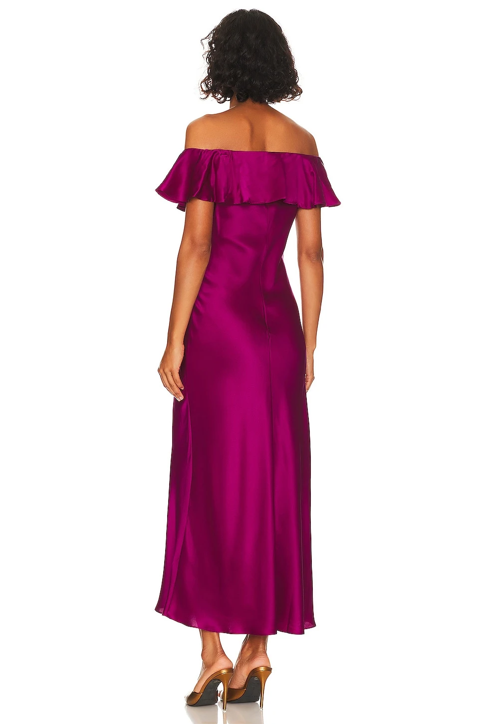 Off The Shoulder Midi Dress Berry - Image 3