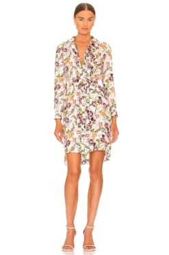 DIANE VON FURSTENBERG Prita Dress Freckled Floral Small Ivory