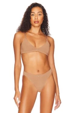 Eberjey Pima Stretch Cotton V Bralette Mocha