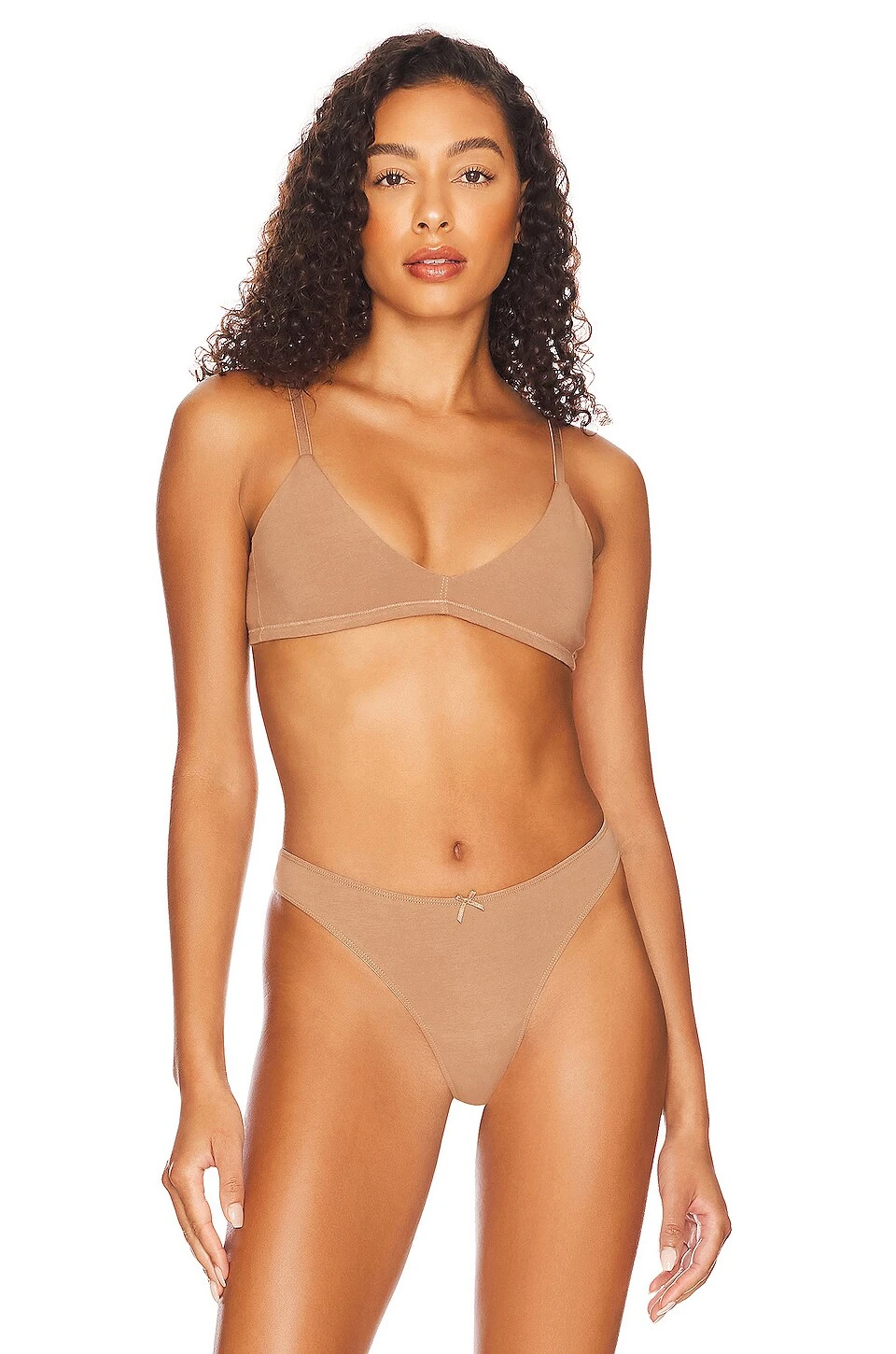 Eberjey Pima Stretch Cotton V Bralette Mocha
