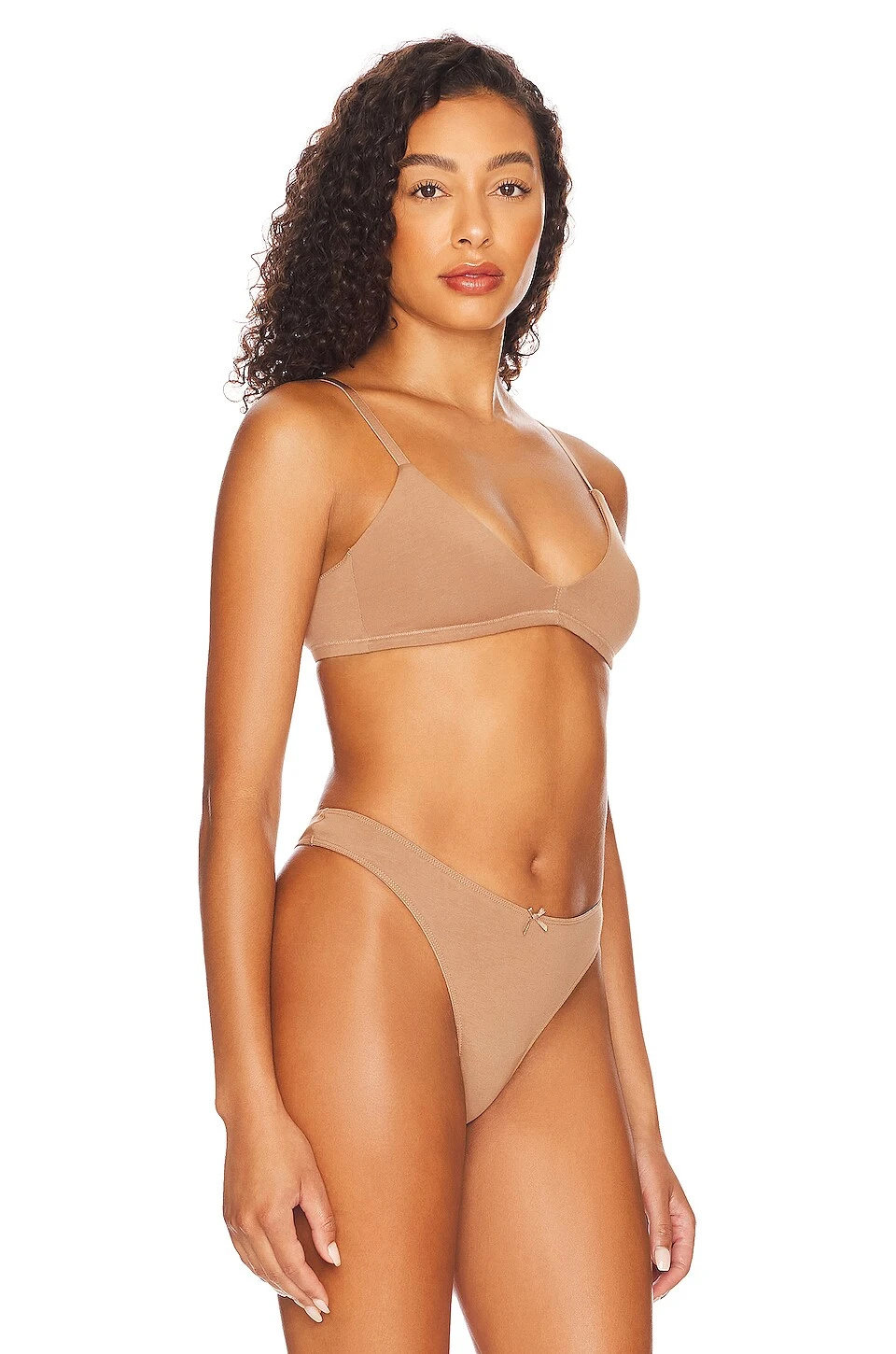 Eberjey Pima Stretch Cotton V Bralette Mocha - Image 2