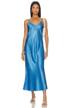 Bias Cut Slip Dress Pool Blue
