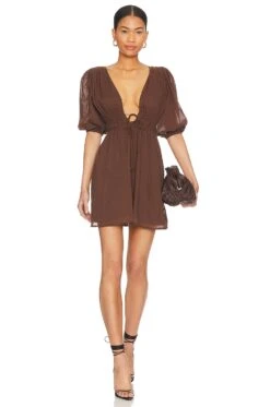 Faithfull The Brand Roma Mini Dress Chocolate