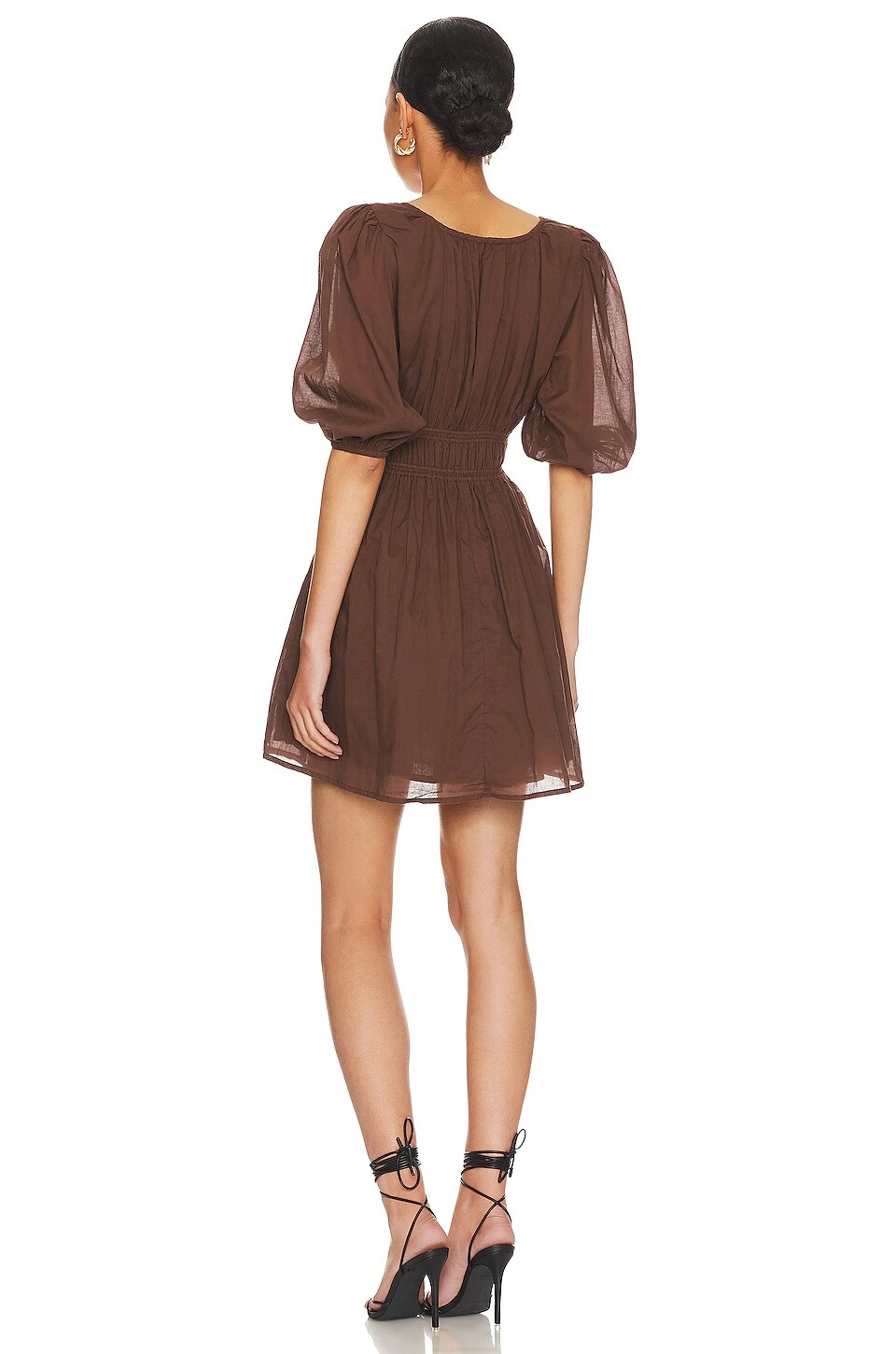 Faithfull The Brand Roma Mini Dress Chocolate - Image 3