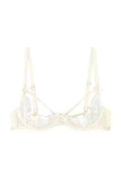 Fleur Du Mal Charlotte Lace Peakaboo Bra Ivory