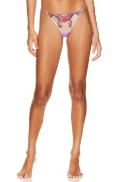 Fleur Du Mal Butterfly Embroidery Thong Light Lilac