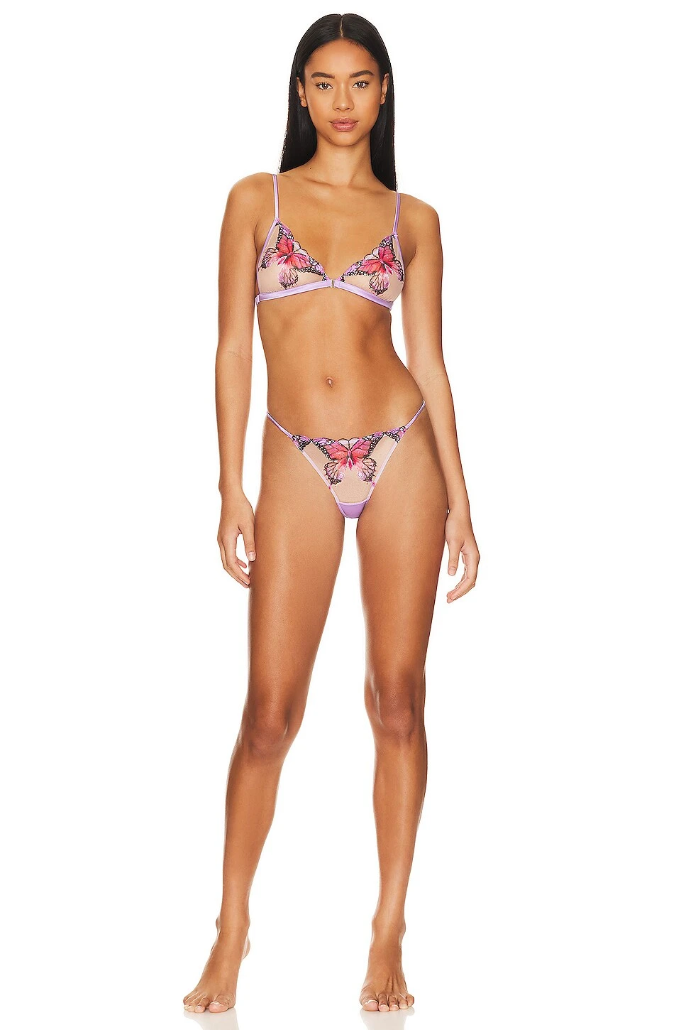 Fleur Du Mal Butterfly Embroidery Thong Light Lilac - Image 4