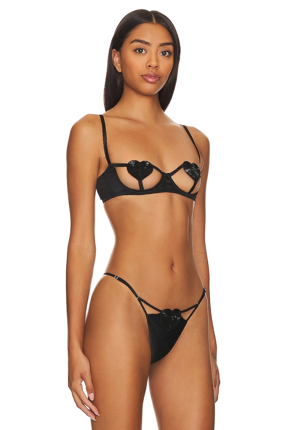 Fleur Du Mal Queen Of Hearts Ouvert Balconette Black - Image 2