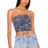 Frankies Bikinis Jayden Lace Up Top Indigo Denim