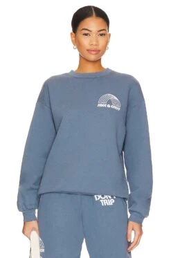 Rainbow Heavy Fleece Sweatshirt Worn Indigo