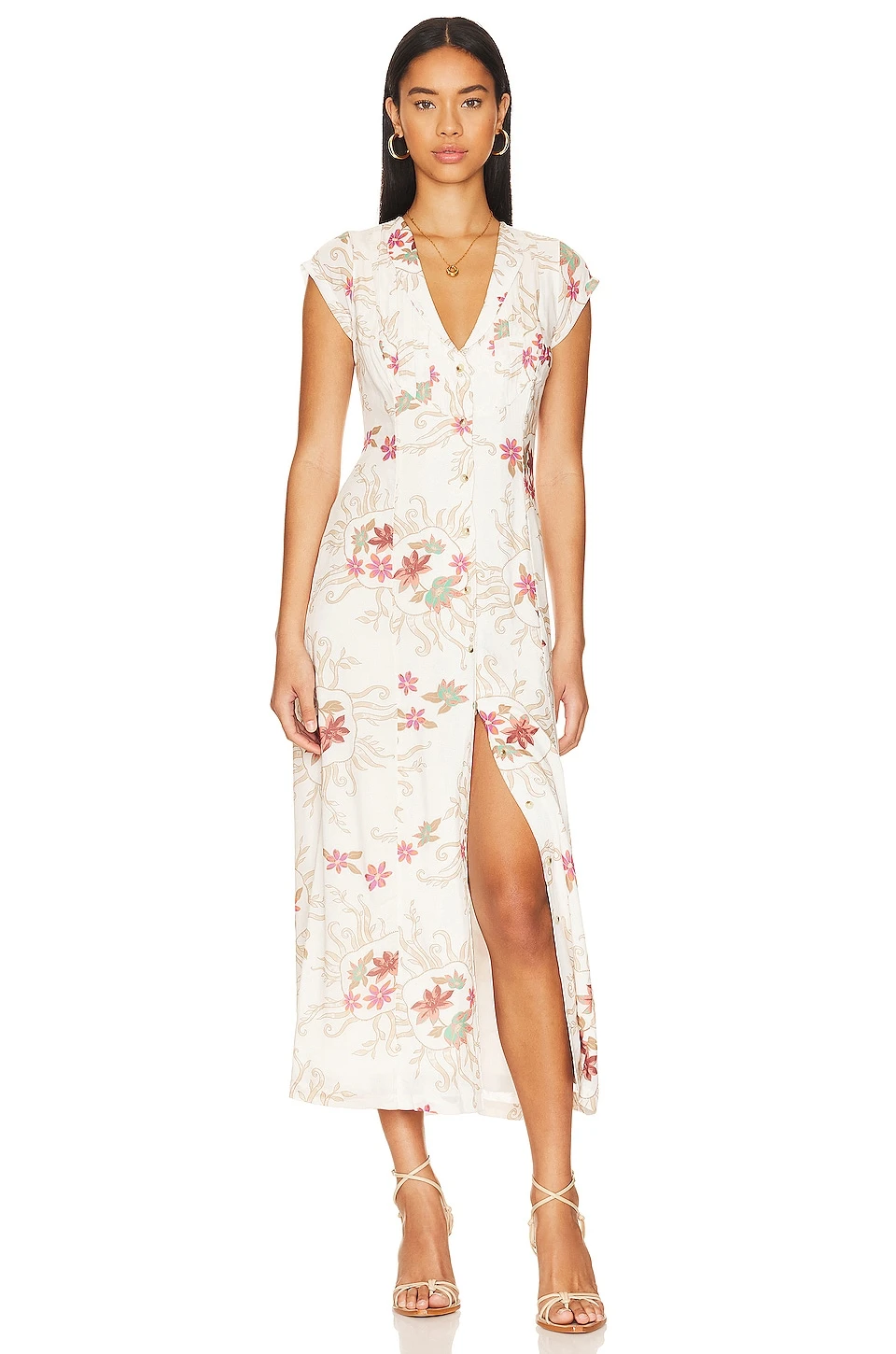 FREE PEOPLE Rosemary Printed Midi Ivory Combo - Image 5