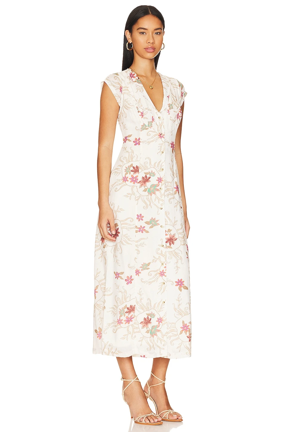 FREE PEOPLE Rosemary Printed Midi Ivory Combo - Image 2