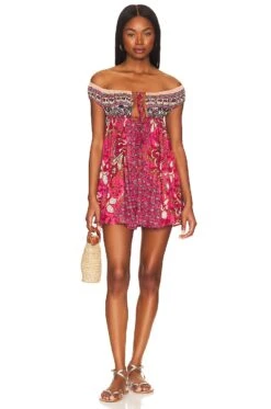 FREE PEOPLE Bali Mariposa Slip Dress Strawberry Combo
