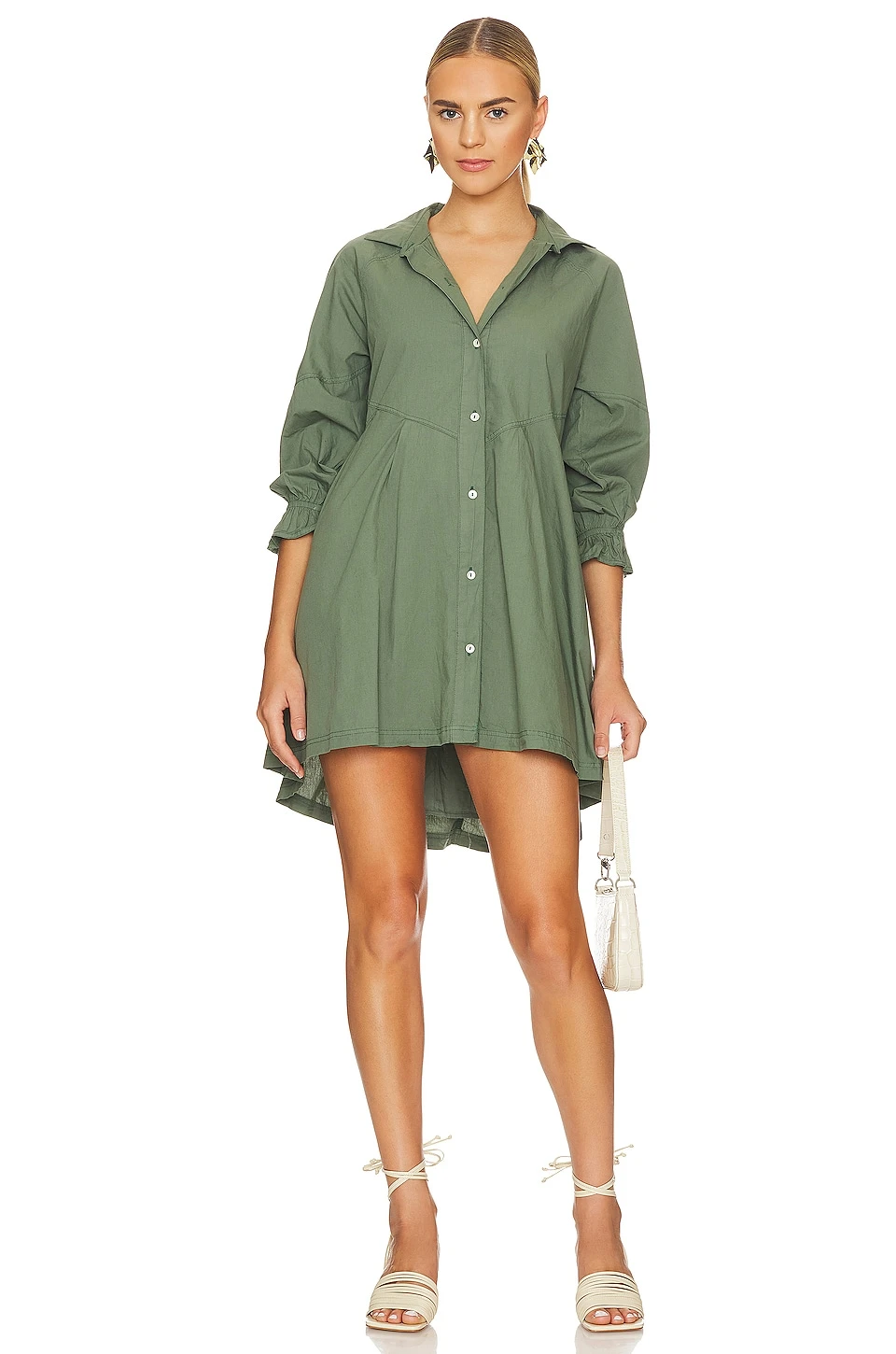 FREE PEOPLE Hannah Poplin Dress Army - Image 5