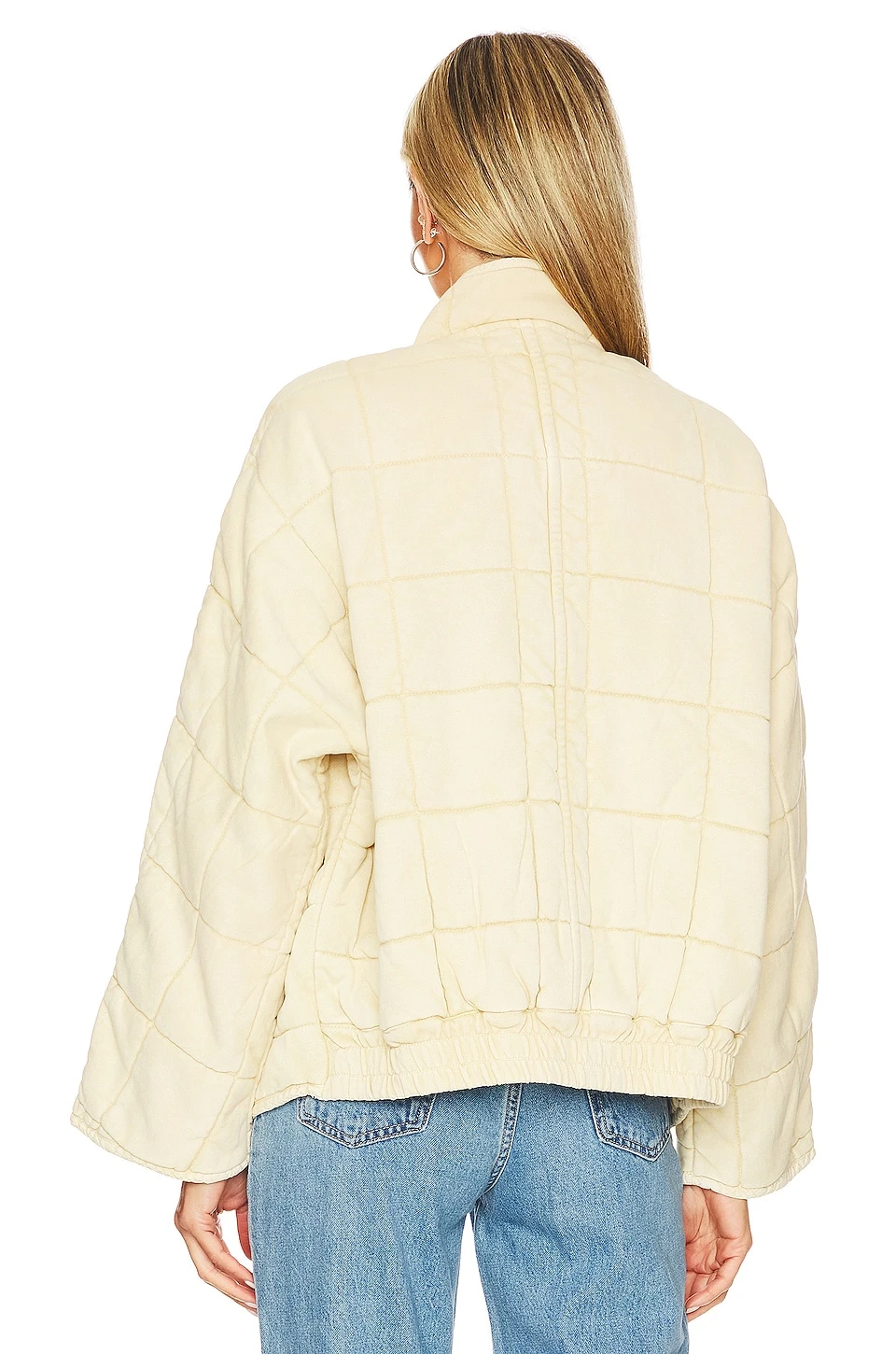 FREE PEOPLE Dolman Quilted Knit Jacket Vanilla Creme - Image 3