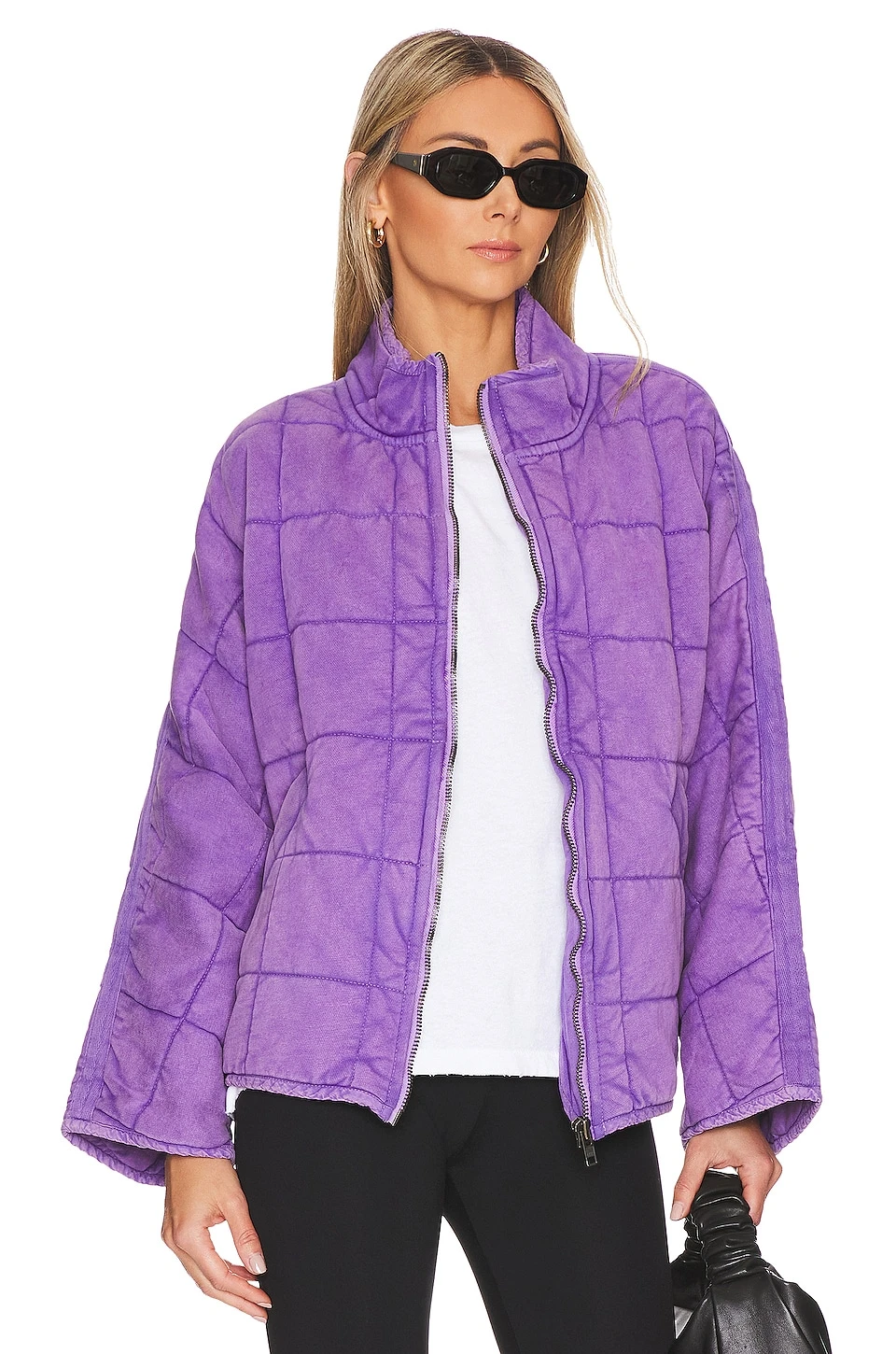 FREE PEOPLE Dolman Quilted Knit Jacket Vanilla Creme - Image 6