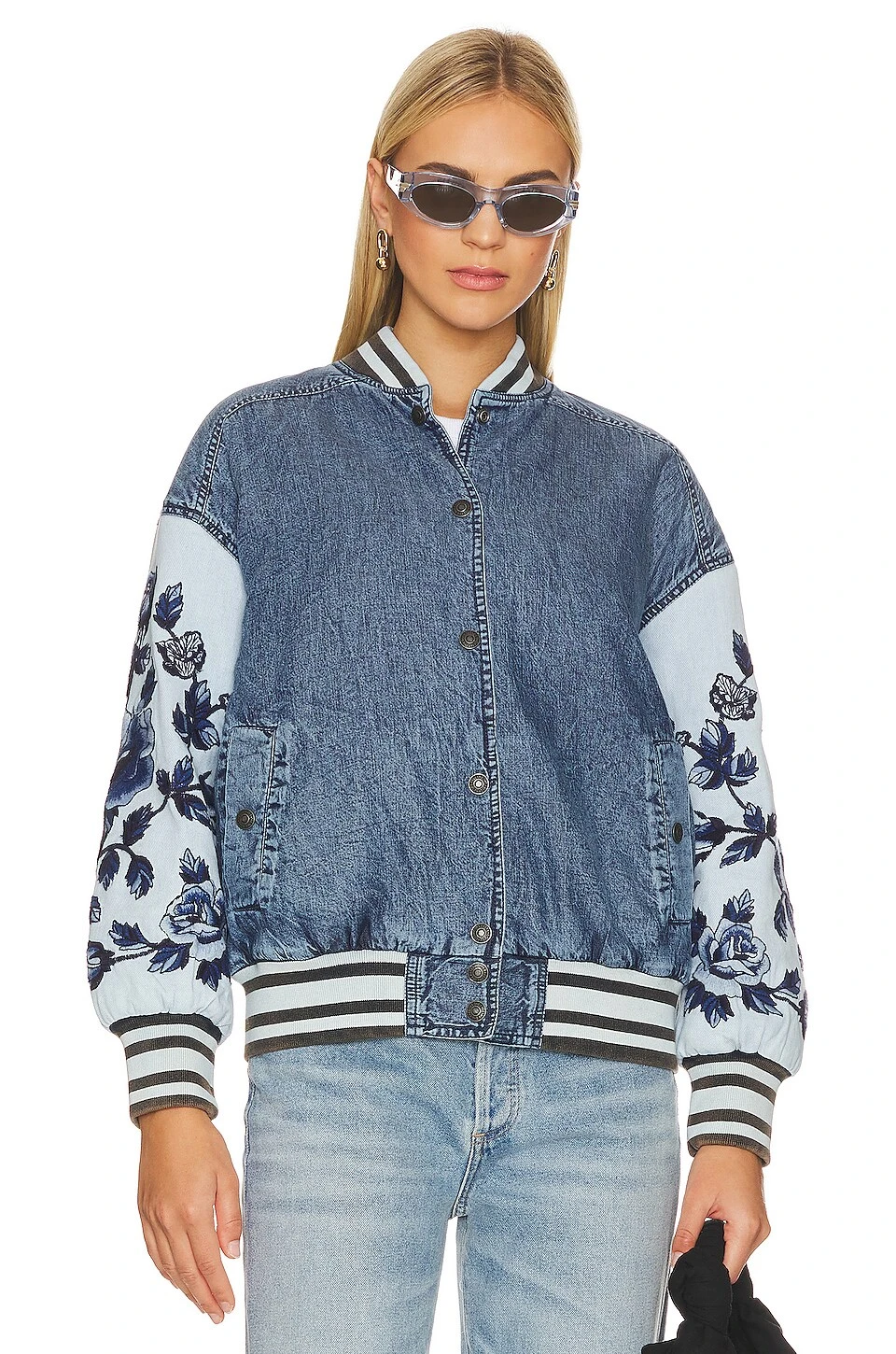 FREE PEOPLE Team Spirit Jacket Stone Blue - Image 2