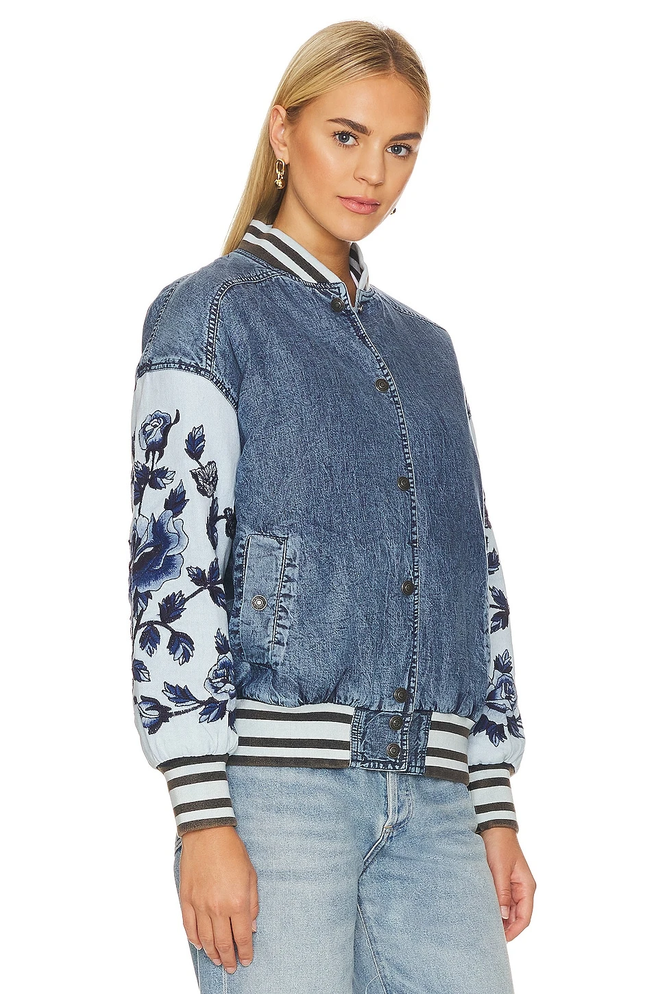FREE PEOPLE Team Spirit Jacket Stone Blue - Image 3